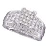14kt White Gold Womens Princess Diamond Cluster Bridal Wedding Engagement Ring 1/2 Cttw